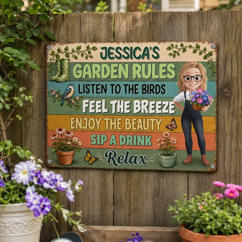 Personalized Home Decor Metal Sign - Garden Gifts For Gardeners - Feel The Breeze