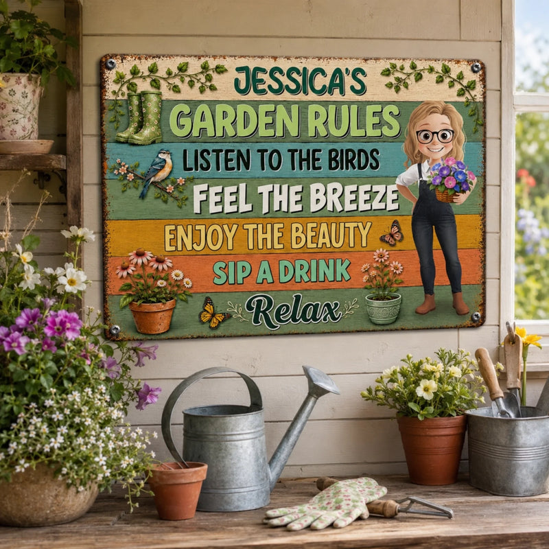 Personalized Home Decor Metal Sign - Garden Gifts For Gardeners - Feel The Breeze