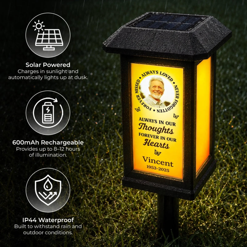 Personalized Photo Solar Garden Light - Memorial Sympathy Gifts - You Were My Favorite Hello