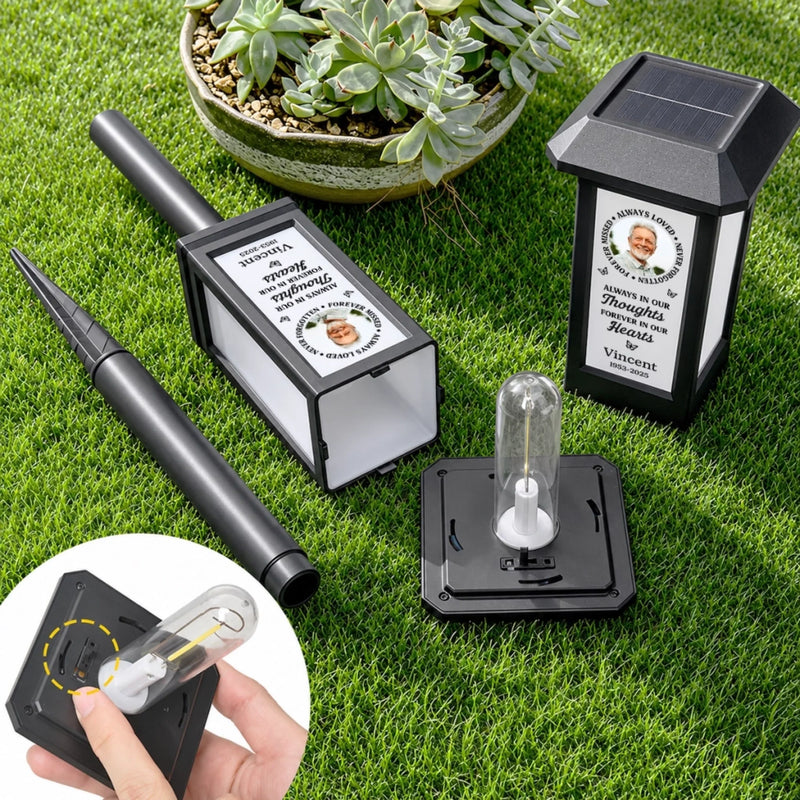Personalized Photo Solar Garden Light - Memorial Sympathy Gifts - You Were My Favorite Hello