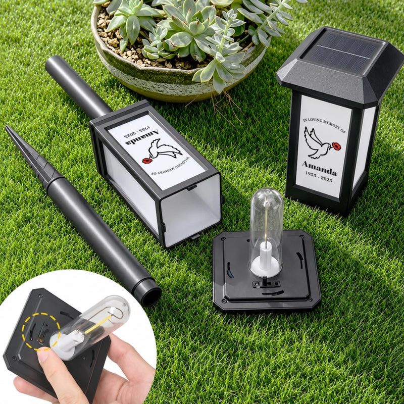 Personalized Solar Garden Light - Memorial Sympathy Gifts - A Piece Of My Heart
