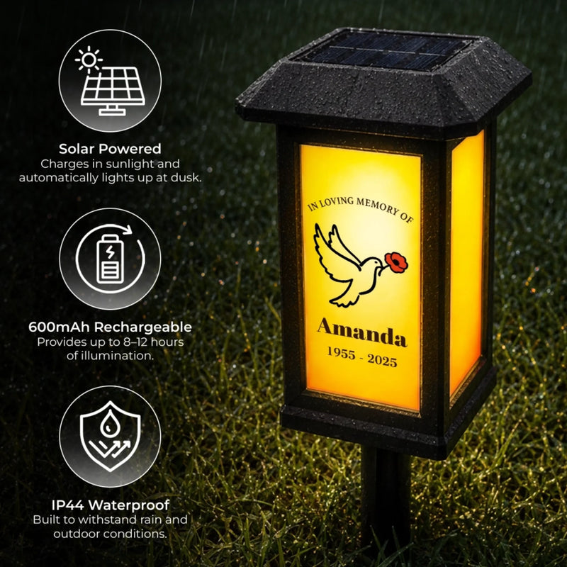 Personalized Solar Garden Light - Memorial Sympathy Gifts - A Piece Of My Heart