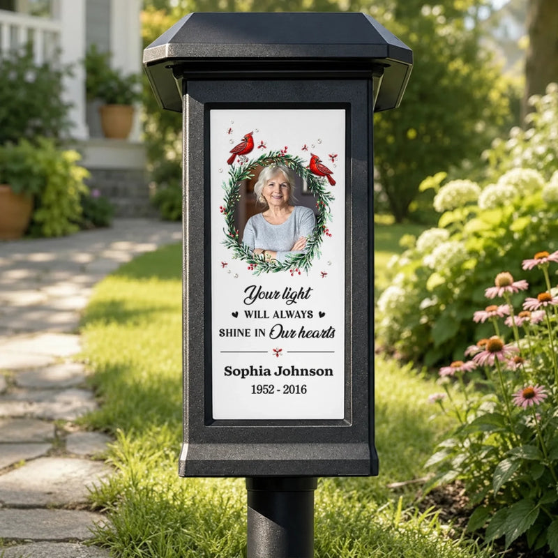 Personalized Photo Solar Garden Light - Memorial Sympathy Gifts - Love Never Ends