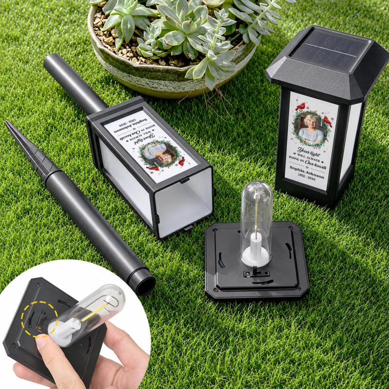 Personalized Photo Solar Garden Light - Memorial Sympathy Gifts - Love Never Ends