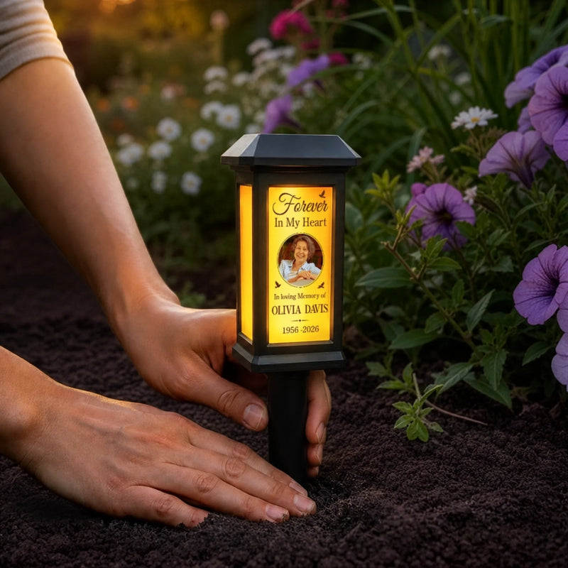 Personalized Photo Solar Garden Light - Memorial Sympathy Gifts - A Beautiful Soul Never Dies