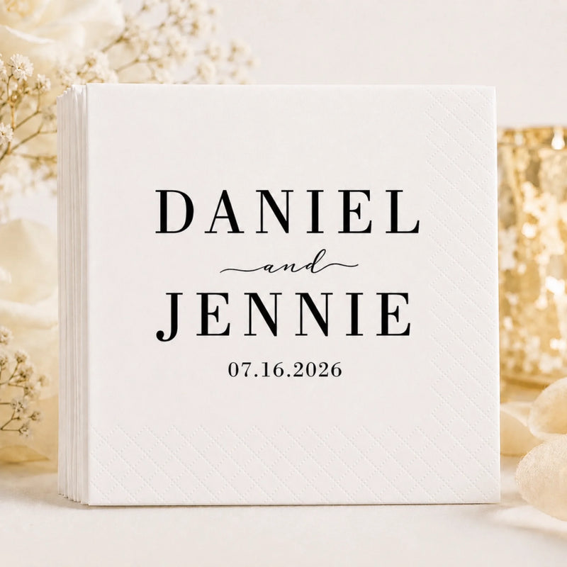 Custom Cocktail Napkins – Personalized Wedding Keepsake Decor - Forever Love
