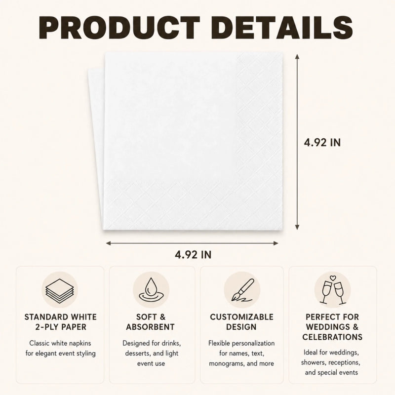 Custom Cocktail Napkins – Personalized Wedding Keepsake Decor - Forever Love