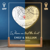 Personalized Shaped 3D LED Walnut Night Light - Anniversary Wedding Gifts For Couple - Where We Tied the Knot