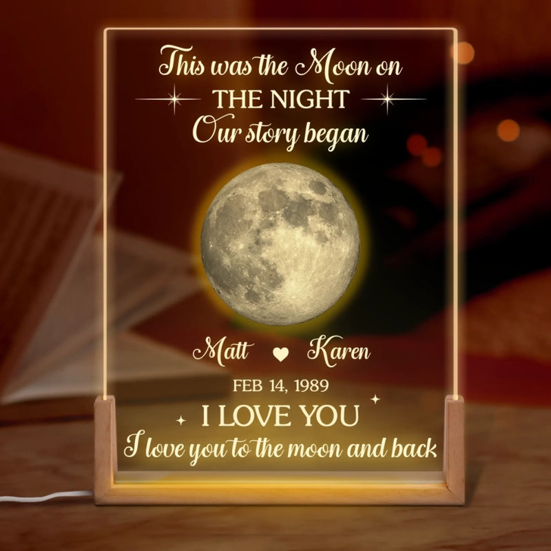 Personalized Shaped 3D LED Walnut Night Light - Anniversary Wedding Gifts For Couple - Where Our Story Began