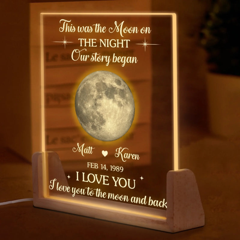 Personalized Shaped 3D LED Walnut Night Light - Anniversary Wedding Gifts For Couple - Where Our Story Began