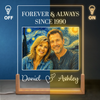 Personalized Photo Shaped 3D LED Walnut Night Light - Anniversary Wedding Gifts For Couple - Forever & Always