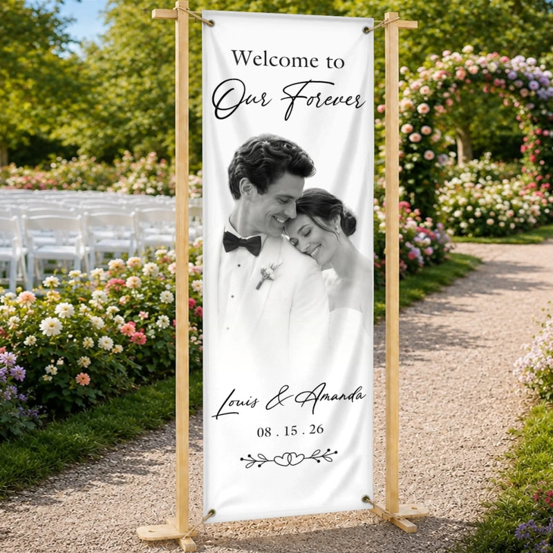 Personalized Photo Welcome Banner – Anniversary Wedding Gifts For Couple, Husband And Wife – Blessed To Share This Day With You