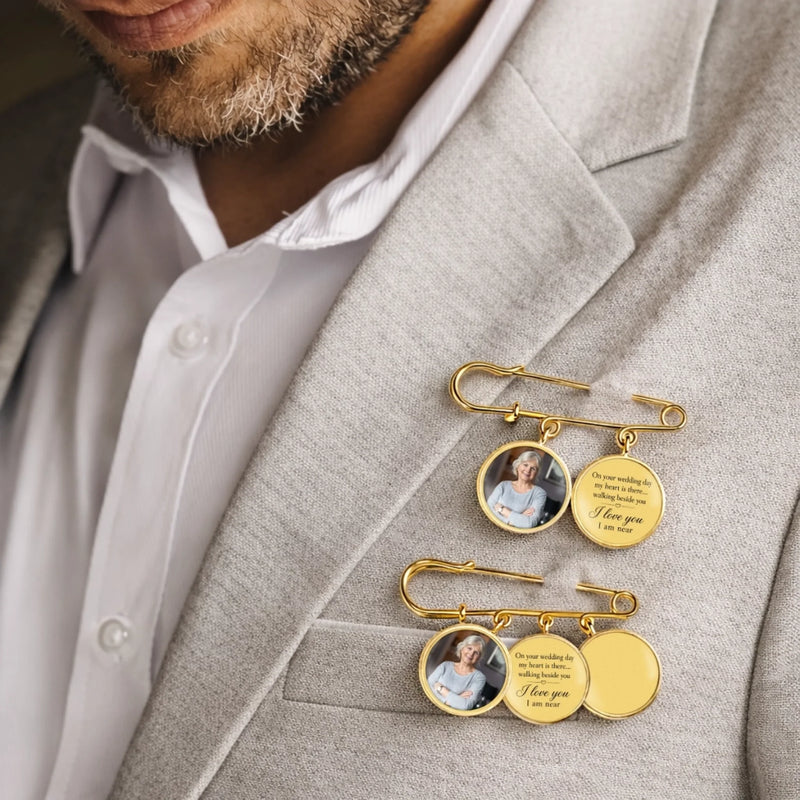 Personalized Photo Charm Lapel Pin – Meaningful Memorial Gifts For Couple – I Love You I Am Near