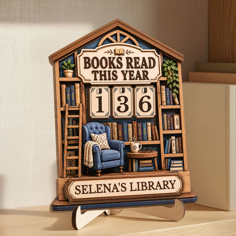 Personalized Wooden Tracker Sign – Bookish Gifts For Book Lovers, Bookworms, Readers – Read More Smile More