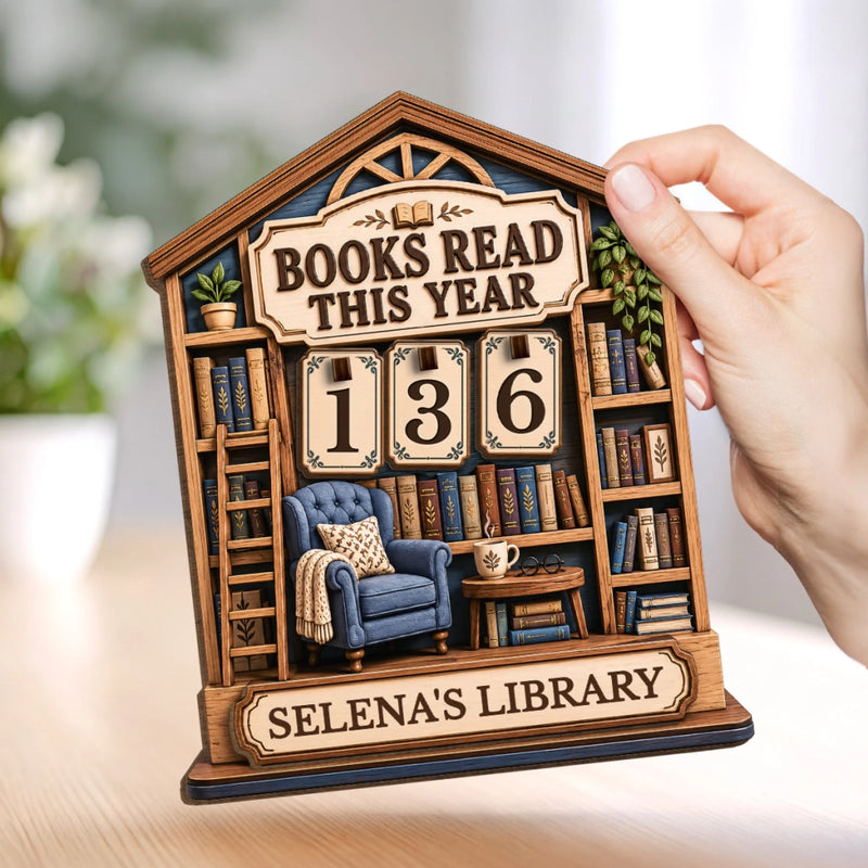 Personalized Wooden Tracker Sign – Bookish Gifts For Book Lovers, Bookworms, Readers – Read More Smile More