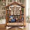 Personalized Wooden Tracker Sign – Bookish Gifts For Book Lovers, Bookworms, Readers – Read More Smile More