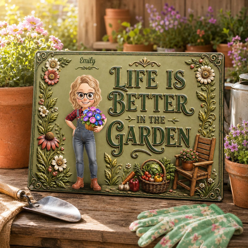 Personalized Home Decor Metal Sign - Garden Gifts For Gardeners - Life Blooms Here