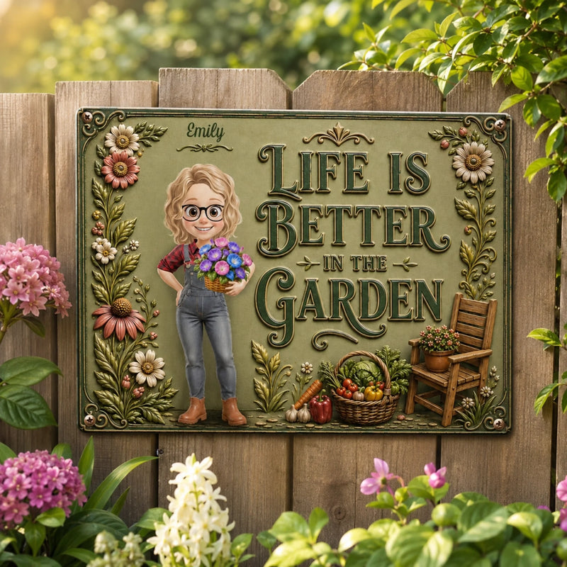 Personalized Home Decor Metal Sign - Garden Gifts For Gardeners - Life Blooms Here