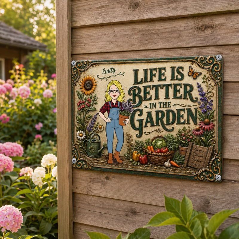 Personalized Home Decor Metal Sign - Garden Gifts For Gardeners - Bloom Every Day