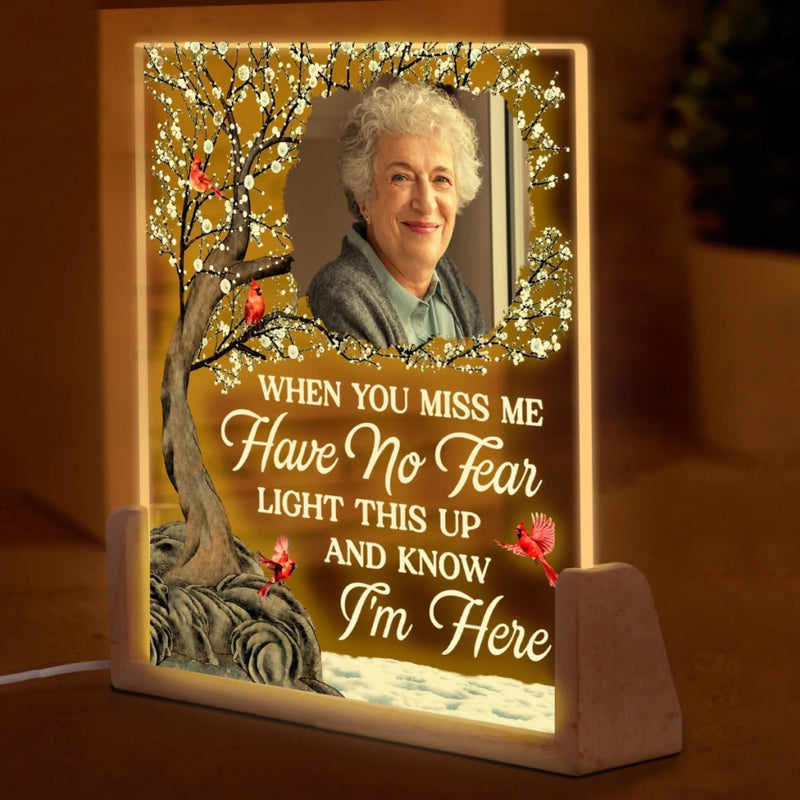 Personalized Photo 3D LED Walnut Night Light - Memorial Sympathy Gift - Forever By Your Side