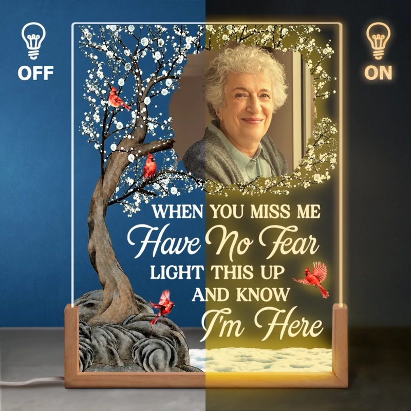 Personalized Photo 3D LED Walnut Night Light - Memorial Sympathy Gift - Forever By Your Side