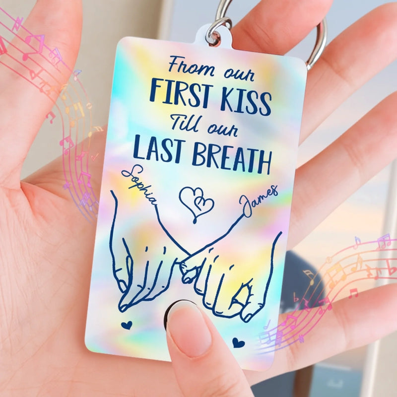 Personalized Acrylic Keychain With Voice Recorder – Anniversary Wedding Gifts For Couple – Our Love, Our Journey