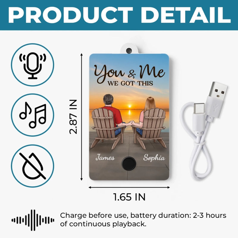Personalized Acrylic Keychain With Voice Recorder – Anniversary Wedding Gifts For Couple – Journey Together, Sunset Forever