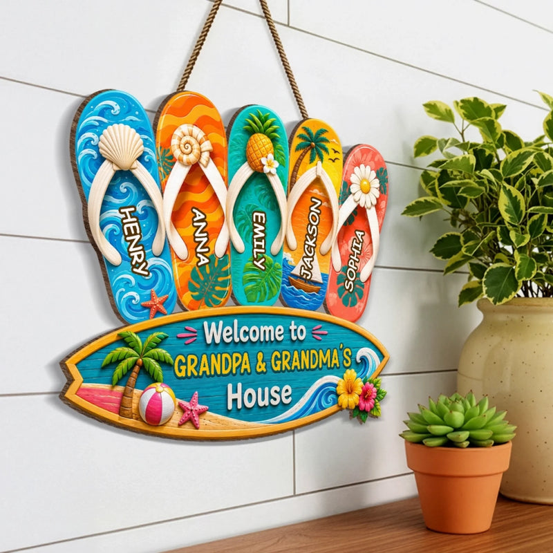 Personalized Wood Sign - Poolside, Summer Gift For Grandpa, Grandma, Family - Beach Days With Grandkids