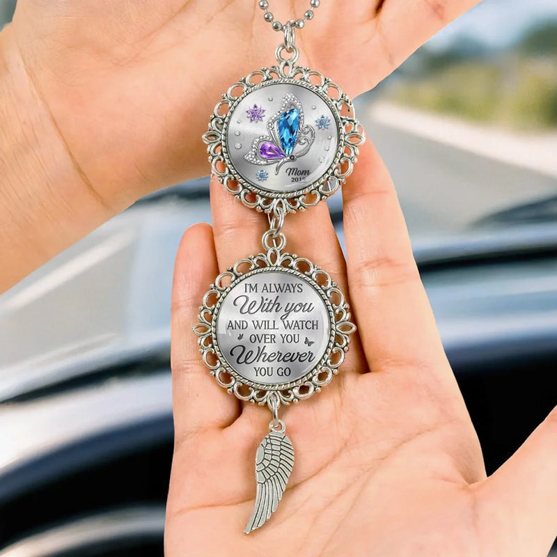 Personalized Metal Car Hanging Ornament – Sympathy Gift For Family – Connecting Love Through Memories