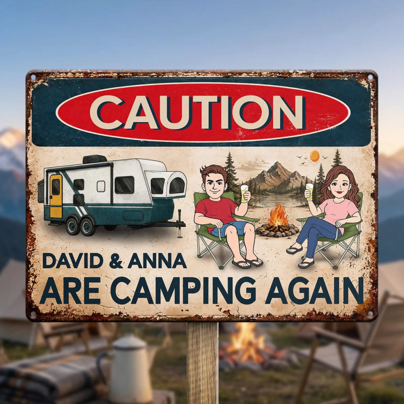 Personalized Home Decor Metal Sign – Camping Gift For Campers, Couple – Living Our Best Retro Summer Life