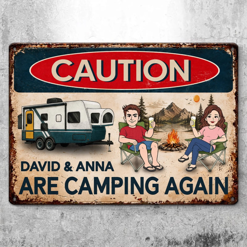 Personalized Home Decor Metal Sign – Camping Gift For Campers, Couple – Living Our Best Retro Summer Life