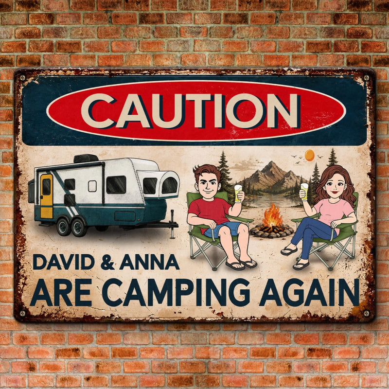 Personalized Home Decor Metal Sign – Camping Gift For Campers, Couple – Living Our Best Retro Summer Life