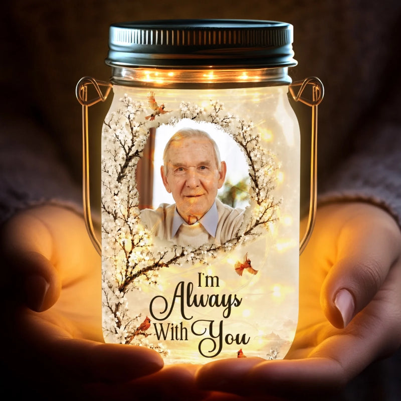 Personalized Photo Solar Jar Lantern - Sympathy Gift For Family - Your Memory Is My Treasure