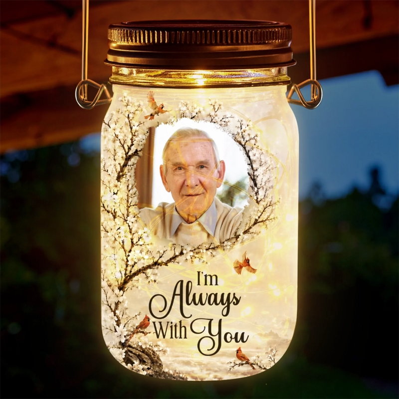 Personalized Photo Solar Jar Lantern - Sympathy Gift For Family - Your Memory Is My Treasure