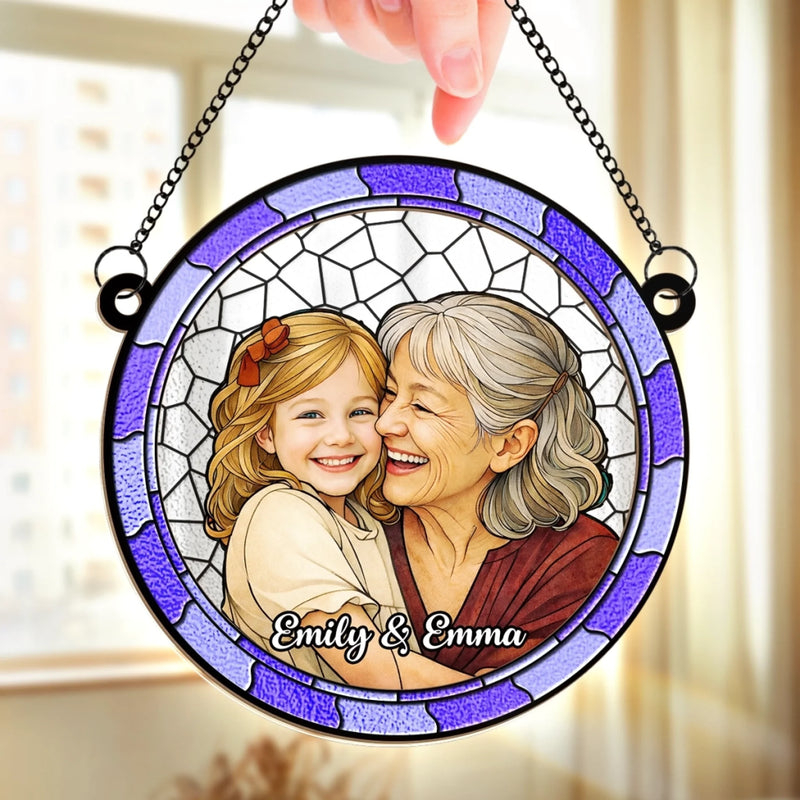 Personalized Photo Window Hanging Suncatcher Ornament – Gift For Mom, Grandma – My Sunshine, My Safe Place
