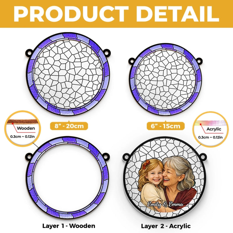 Personalized Photo Window Hanging Suncatcher Ornament – Gift For Mom, Grandma – My Sunshine, My Safe Place