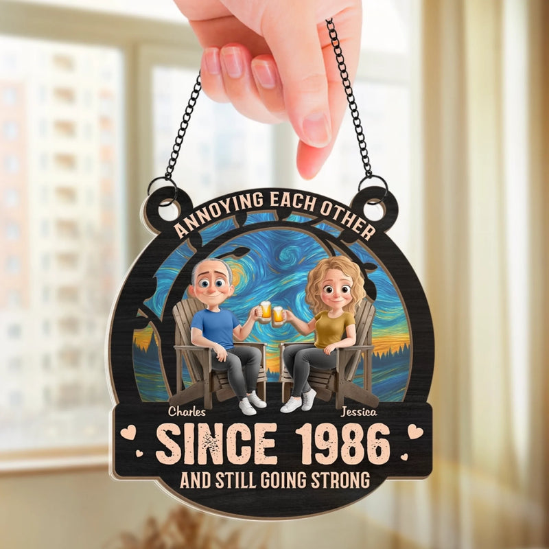 Personalized Window Hanging Suncatcher Ornament – Anniversary Wedding Gifts For Couple – Built On Jokes, Sealed With A Kiss