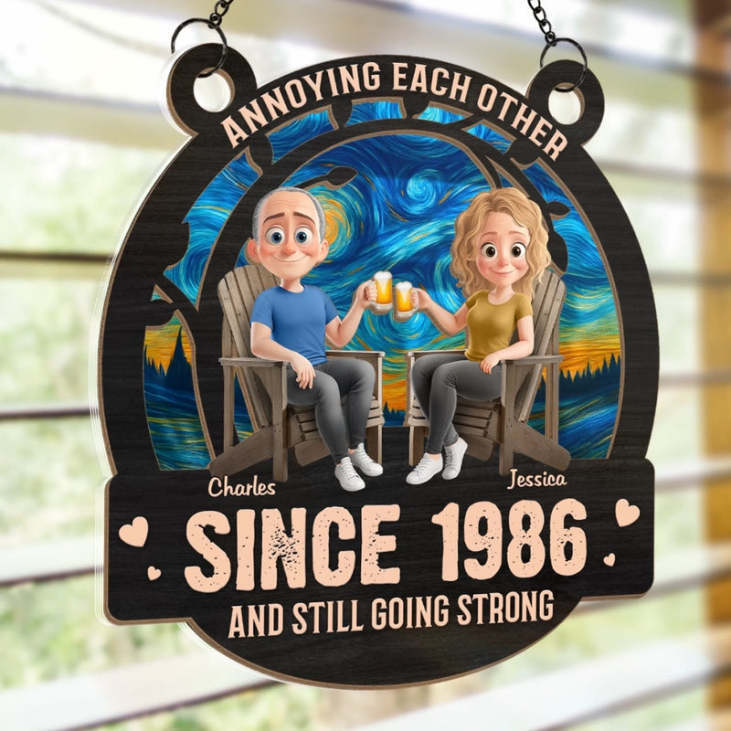 Personalized Window Hanging Suncatcher Ornament – Anniversary Wedding Gifts For Couple – Built On Jokes, Sealed With A Kiss
