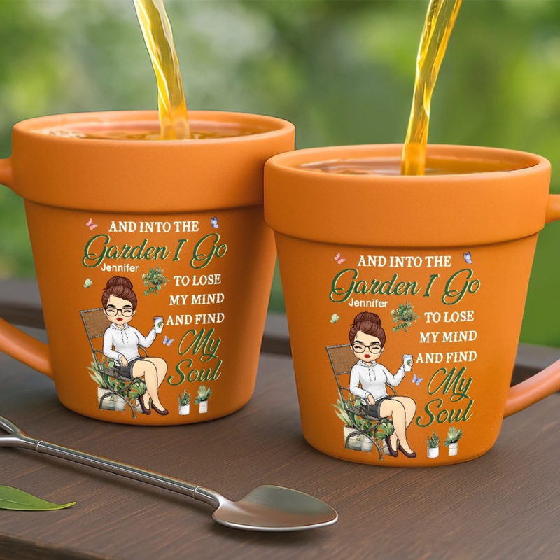 Personalized Plant Pot Ceramic Mug – Garden Gifts For Gardeners – Lose Your Mind, Find Your Soul