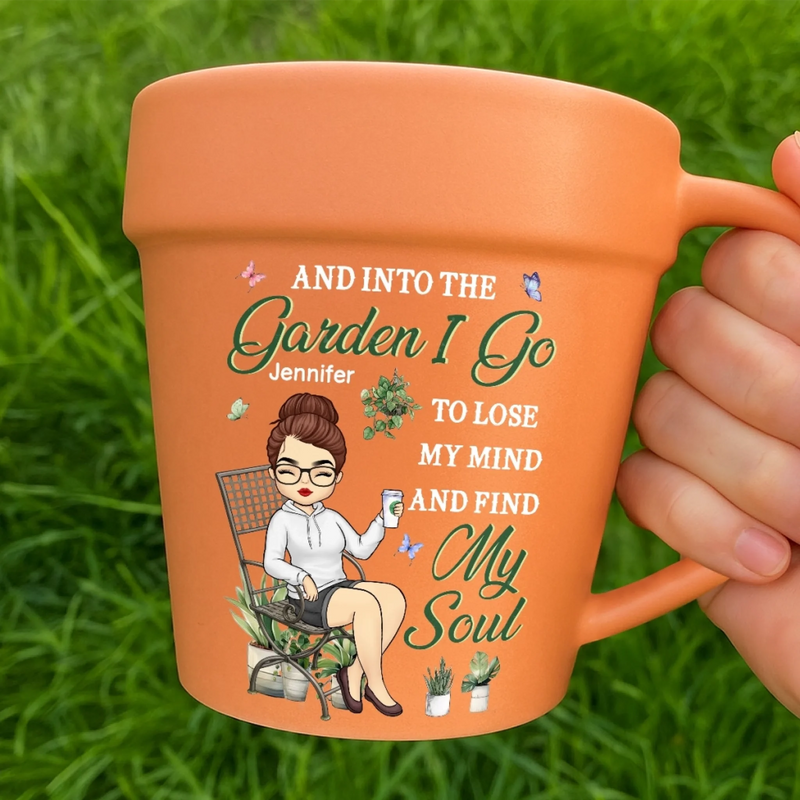 Personalized Plant Pot Ceramic Mug – Garden Gifts For Gardeners – Lose Your Mind, Find Your Soul