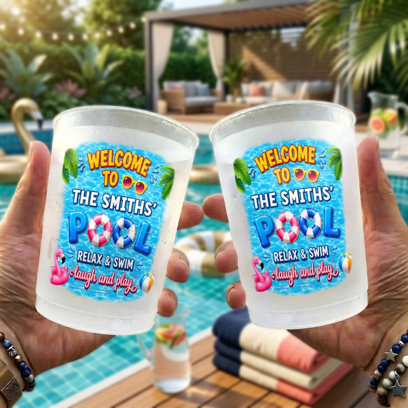 Personalized Party Cups - Poolside, Summer Gift For Family - Our Family Oasis