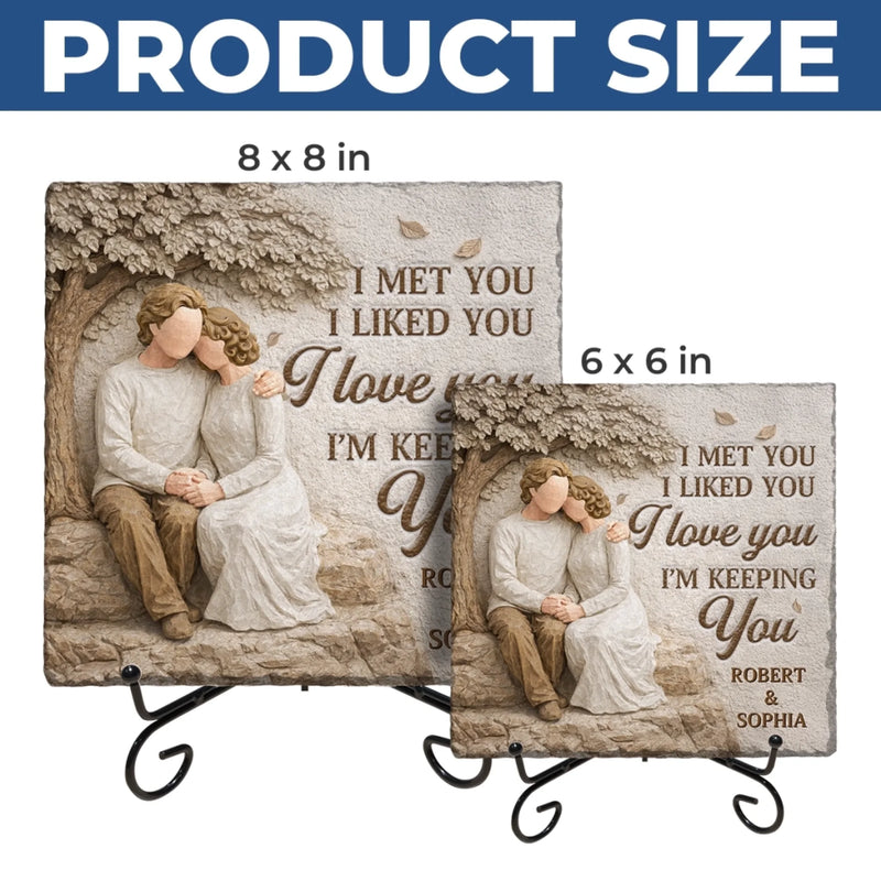 Personalized Square Shaped Stone With Stand - Anniversary Wedding Gifts For Couple - Our Love Feels Steady