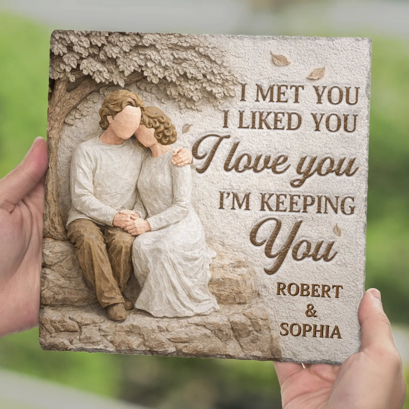 Personalized Square Shaped Stone With Stand - Anniversary Wedding Gifts For Couple - Our Love Feels Steady