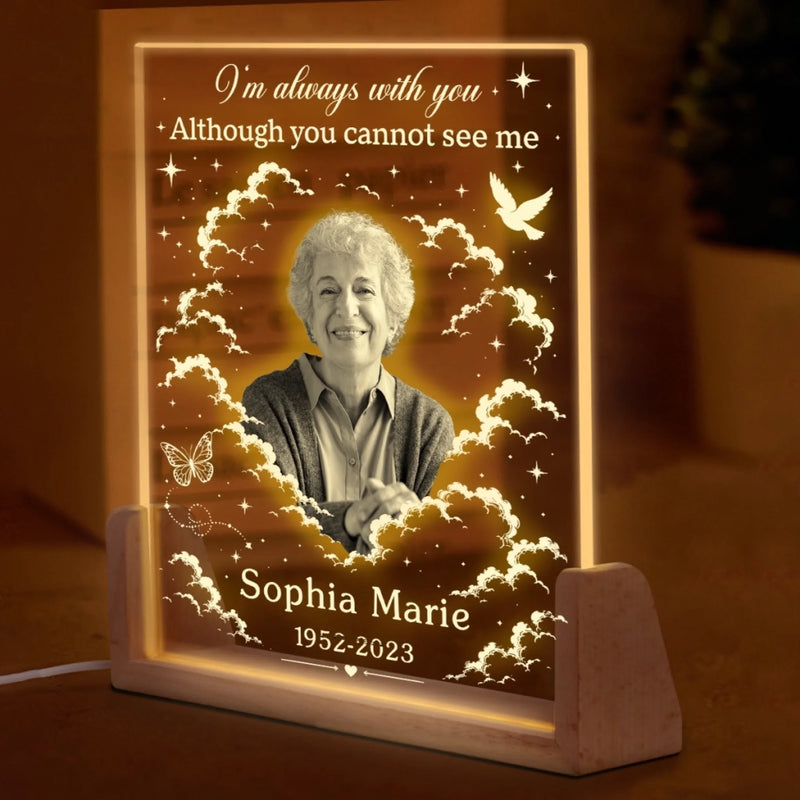 Personalized Photo 3D LED Walnut Night Light - Memorial Sympathy Gift - Forever In Every Season