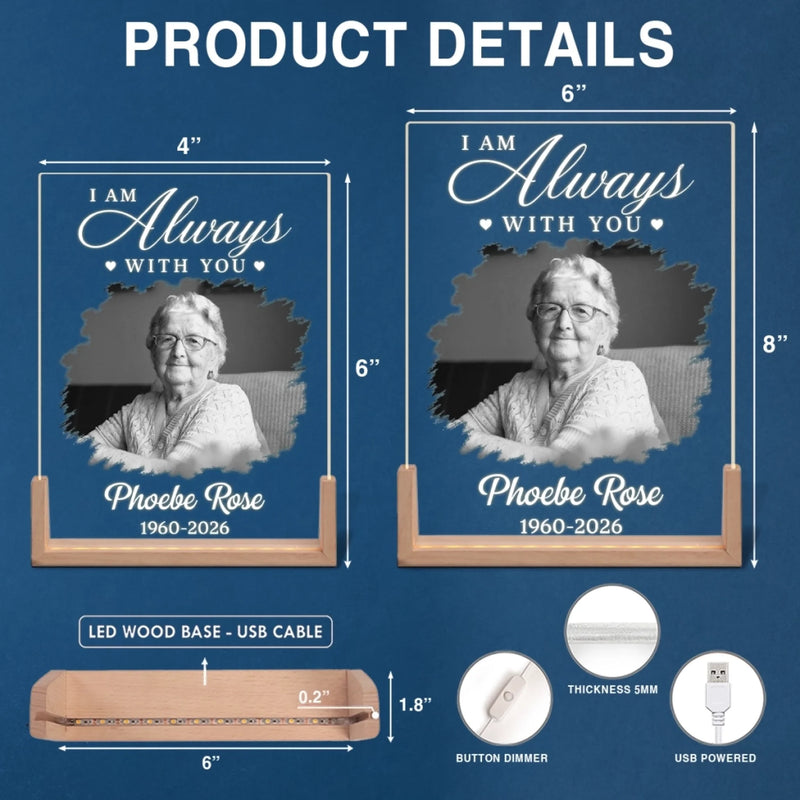Personalized Photo 3D LED Walnut Night Light - Memorial Sympathy Gift - Forever Part Of Our Family