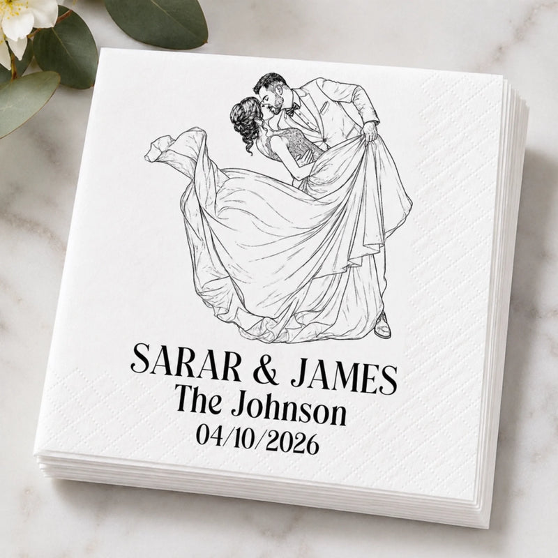 Personalized Photo Cocktail Napkins – Wedding Anniversary Gift For Couple – Celebrating Our Beautiful Years