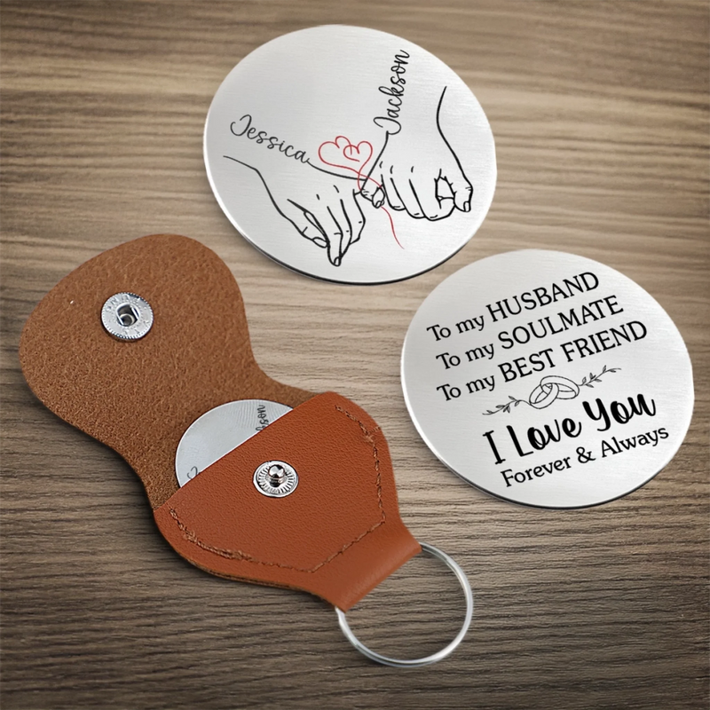 Personalized Pocket Hug - Wedding Anniversary Gift For Couple - Hearts Connected Staying Close