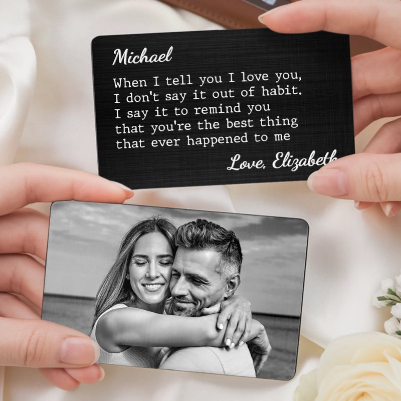 Personalized Photo Metal Wallet Card - Wedding Anniversary Gift For Couple - You Make Everything Softer