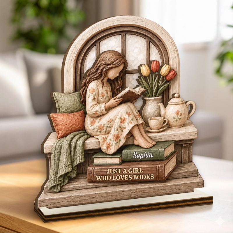 Personalized 2-Layered Wooden Plaque - Gifts For Book Lovers, Bookworms, Readers - Lost Between the Pages