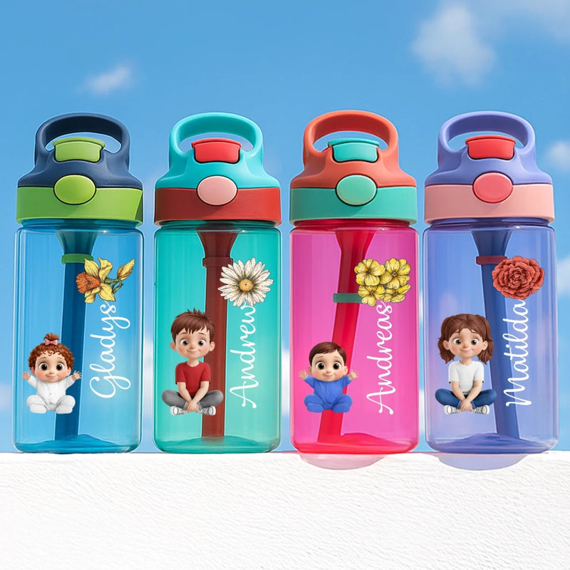 Personalized 16oz Plastic Kids Water Bottle - Back To School Gifts For Kids - Grow With Every Sip